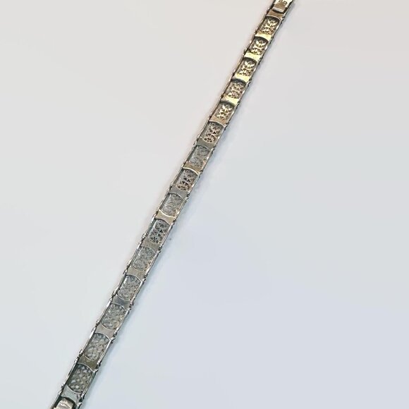 Art Deco Bracelet, Sterling Silver, Filagree, Edwardian, 1920s, 1930s, Vintage - Picture 4 of 6